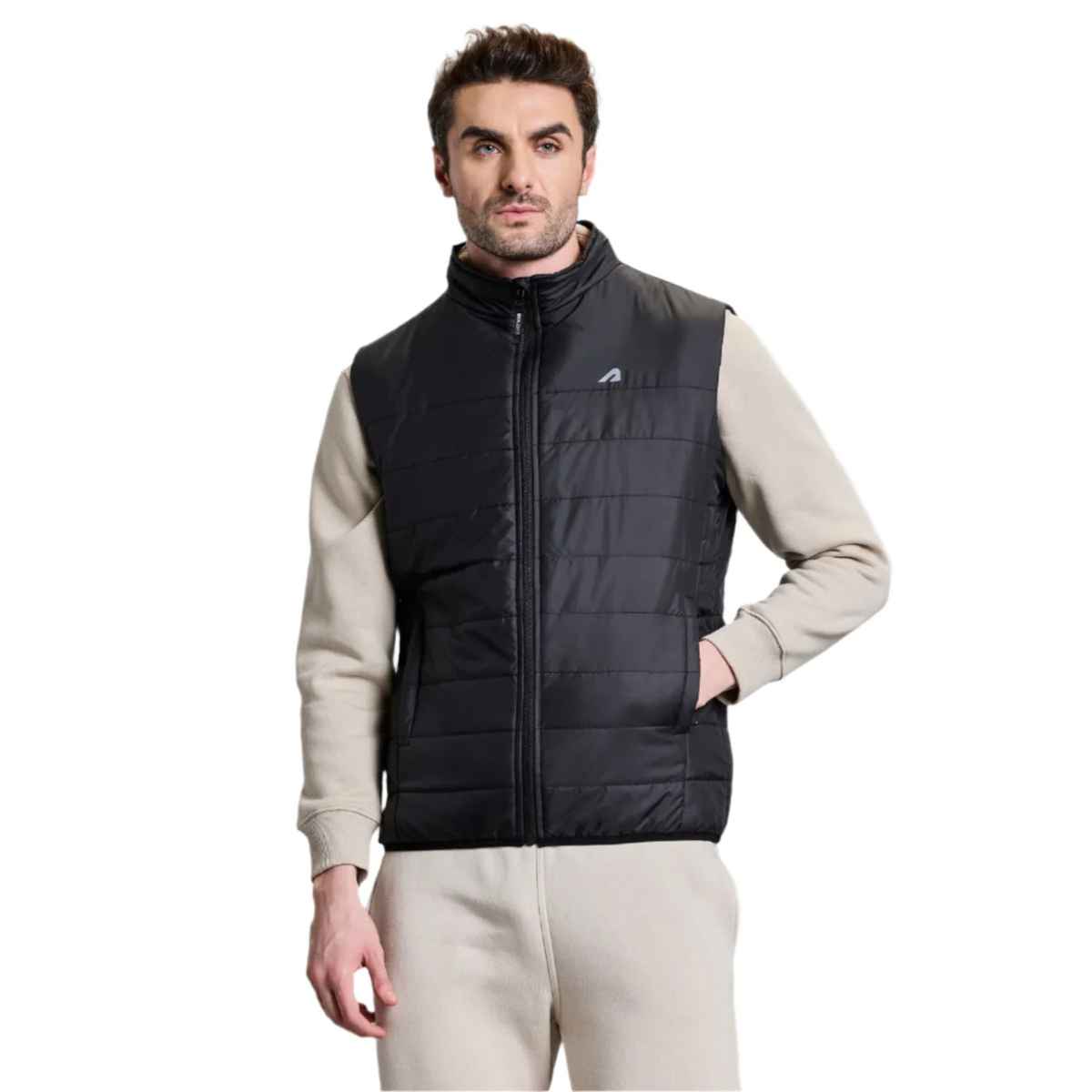 Boldfit Men's Puffer Jacket Sleeveless Winter Bomber Jerkin | Black - S