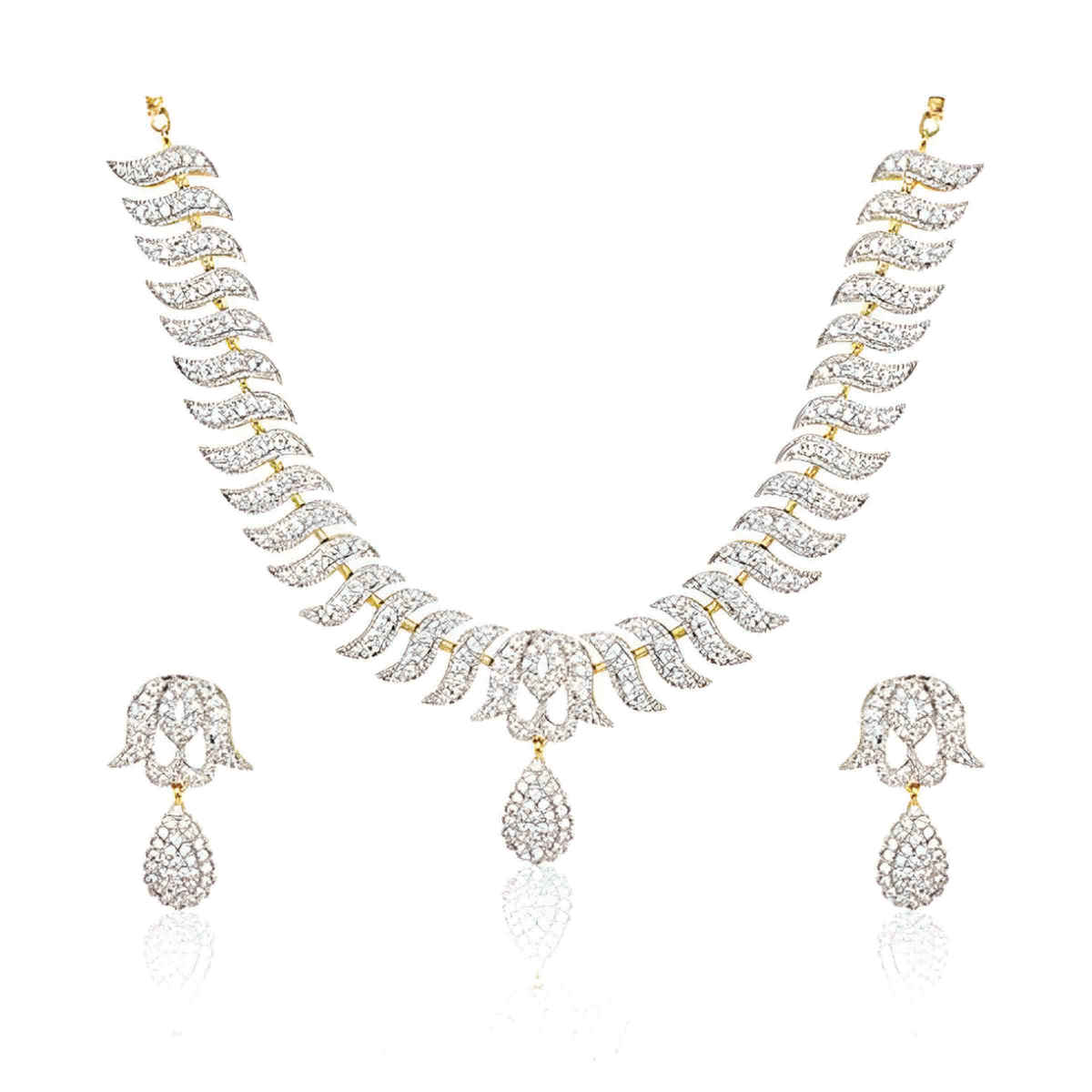 Youbella Jewellery American Diamond Necklace/Jewellery Set With Earrings For Women(Ybnk - 3081 - Fon)
