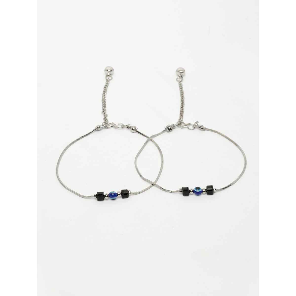 NVR Women's Silver-Plated Evil Eye Anklet | NVR2883