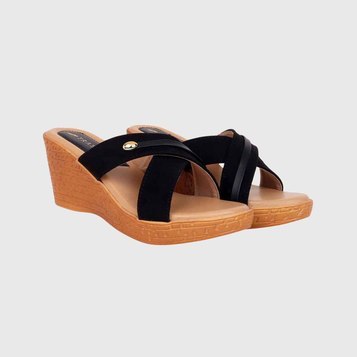 Trase Casual Wedges Heels Sandals For Women - Black | 6 UK