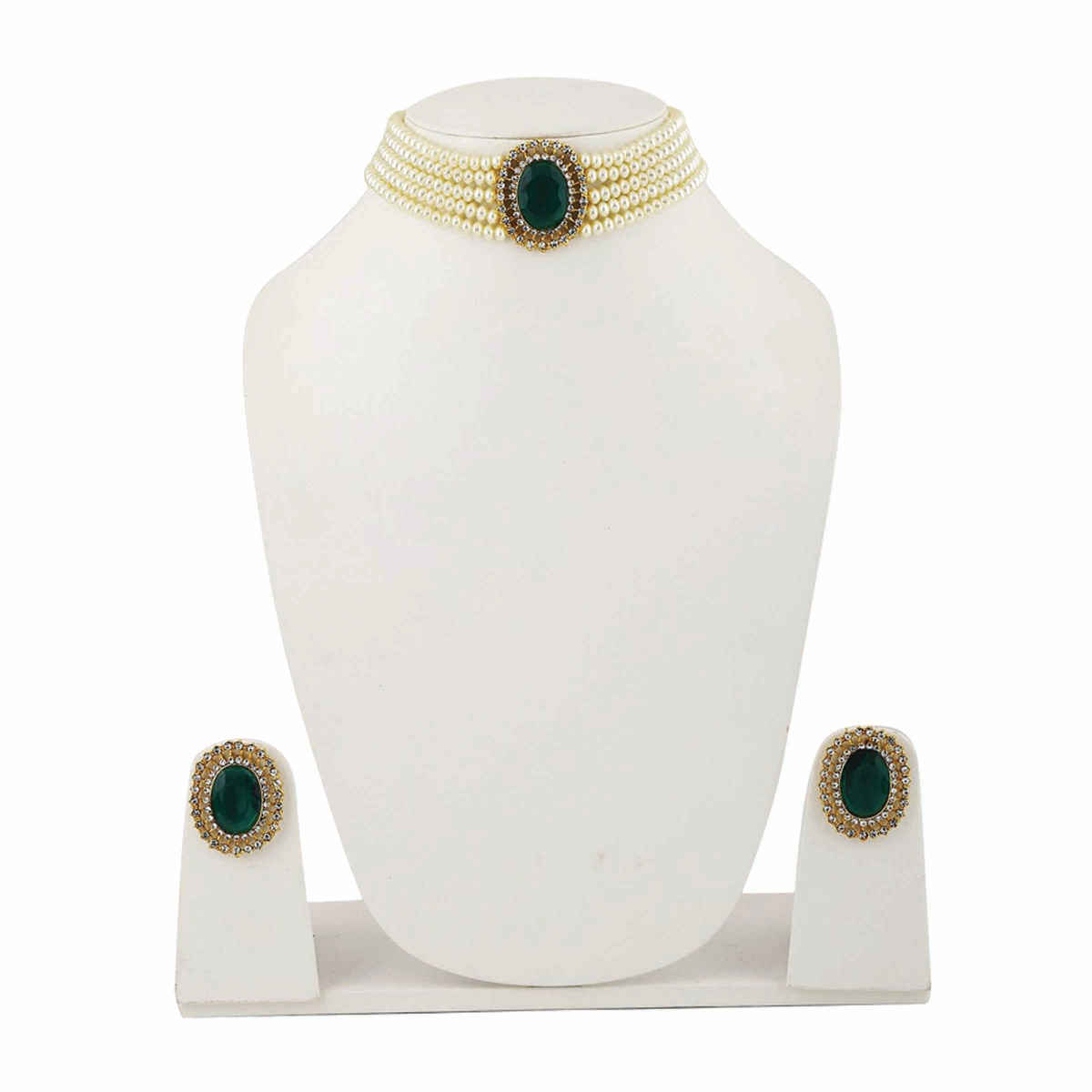 Shining Diva Fashion Stylish Choker Traditional Pearl Necklace Set for Women and Girls | 12550s