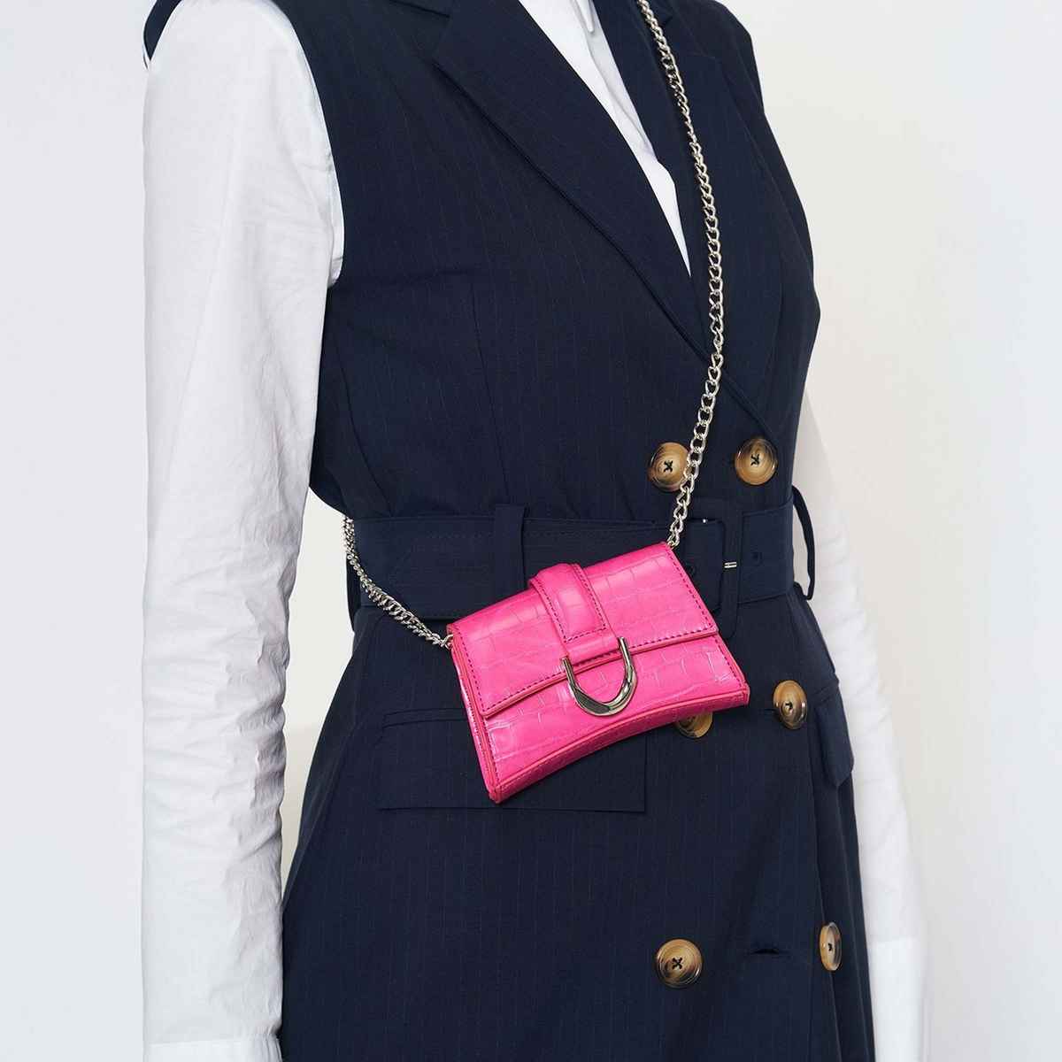 Miraggio Women's Textured PU 2.6 L Crossbody Bag | Pink