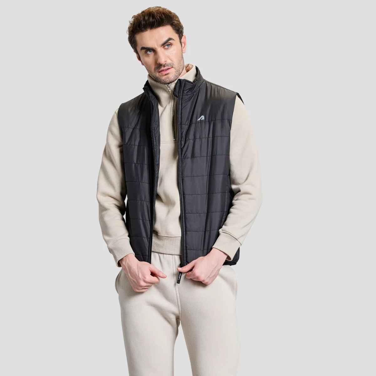 Boldfit Men's Puffer Jacket Sleeveless Winter Bomber Jerkin | Black - S
