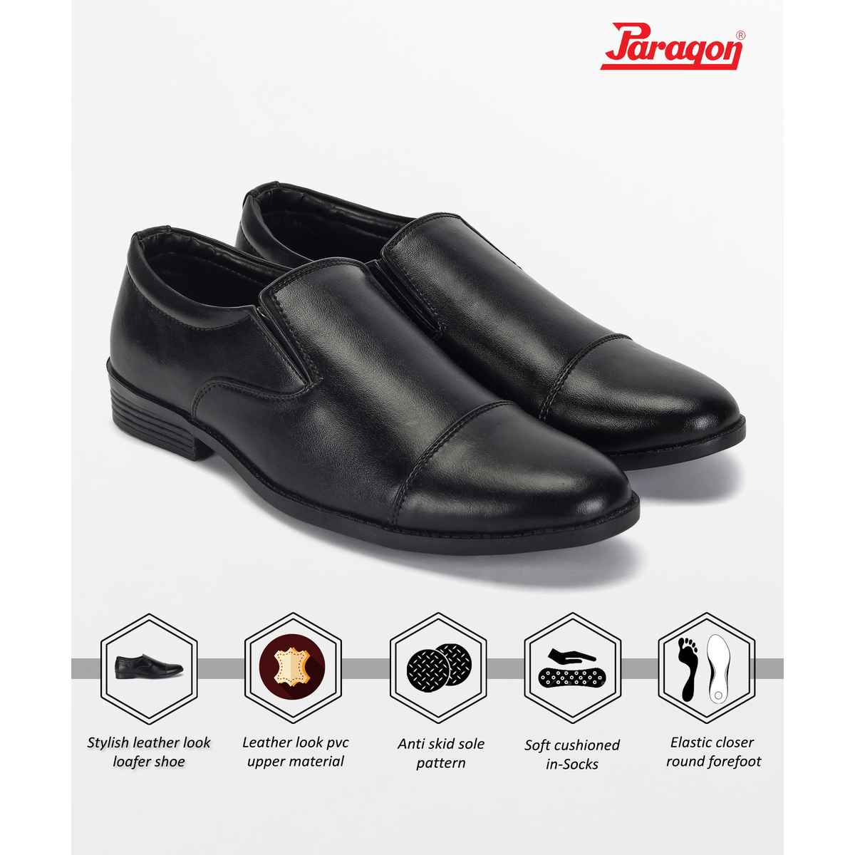 Paragon Men's Black Pvc Formal Shoes K11241G UK 6