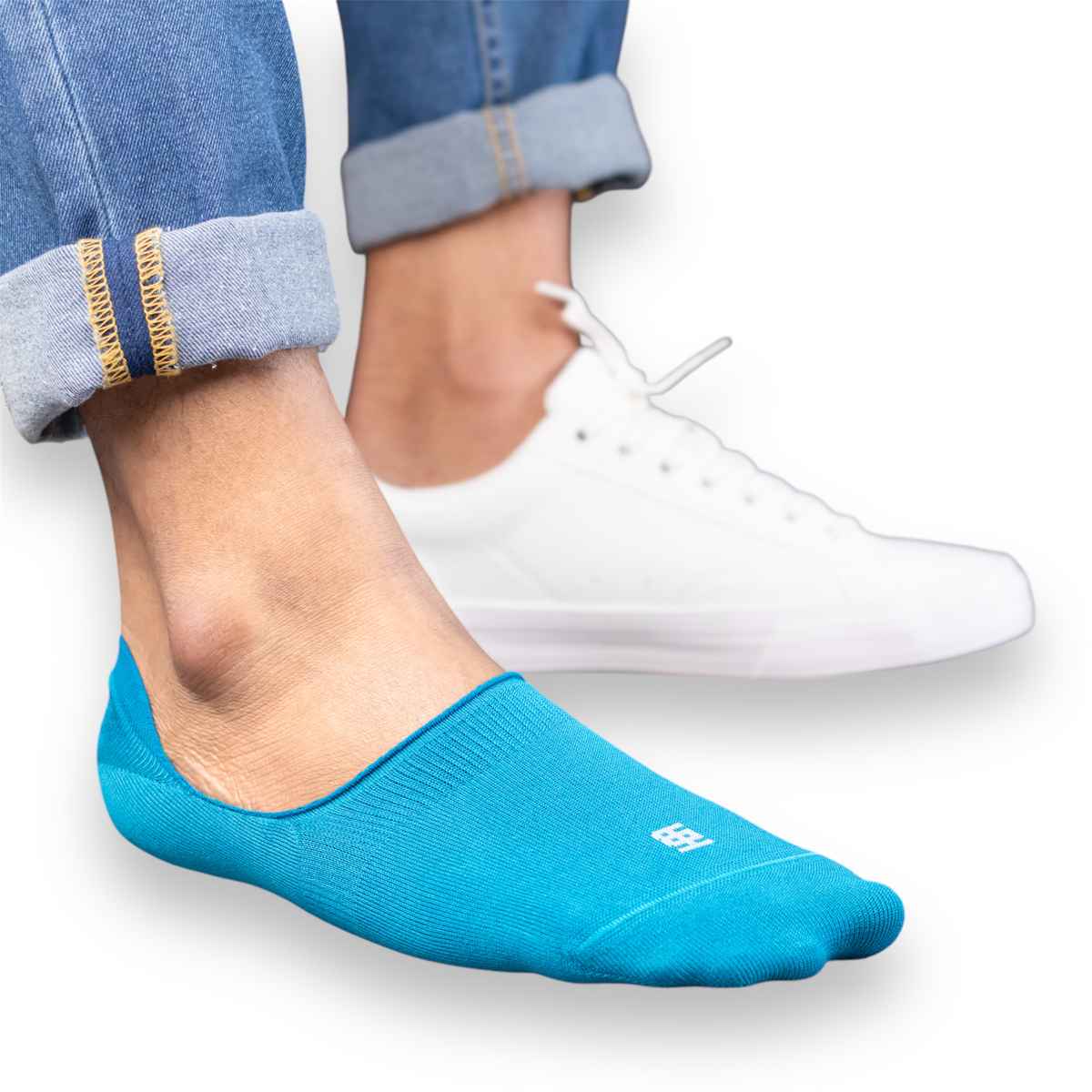 Socksoho Unisex Solid 95% Scottish Lisle Cotton and 5% Spandex No Show Socks | Blue - Free Size