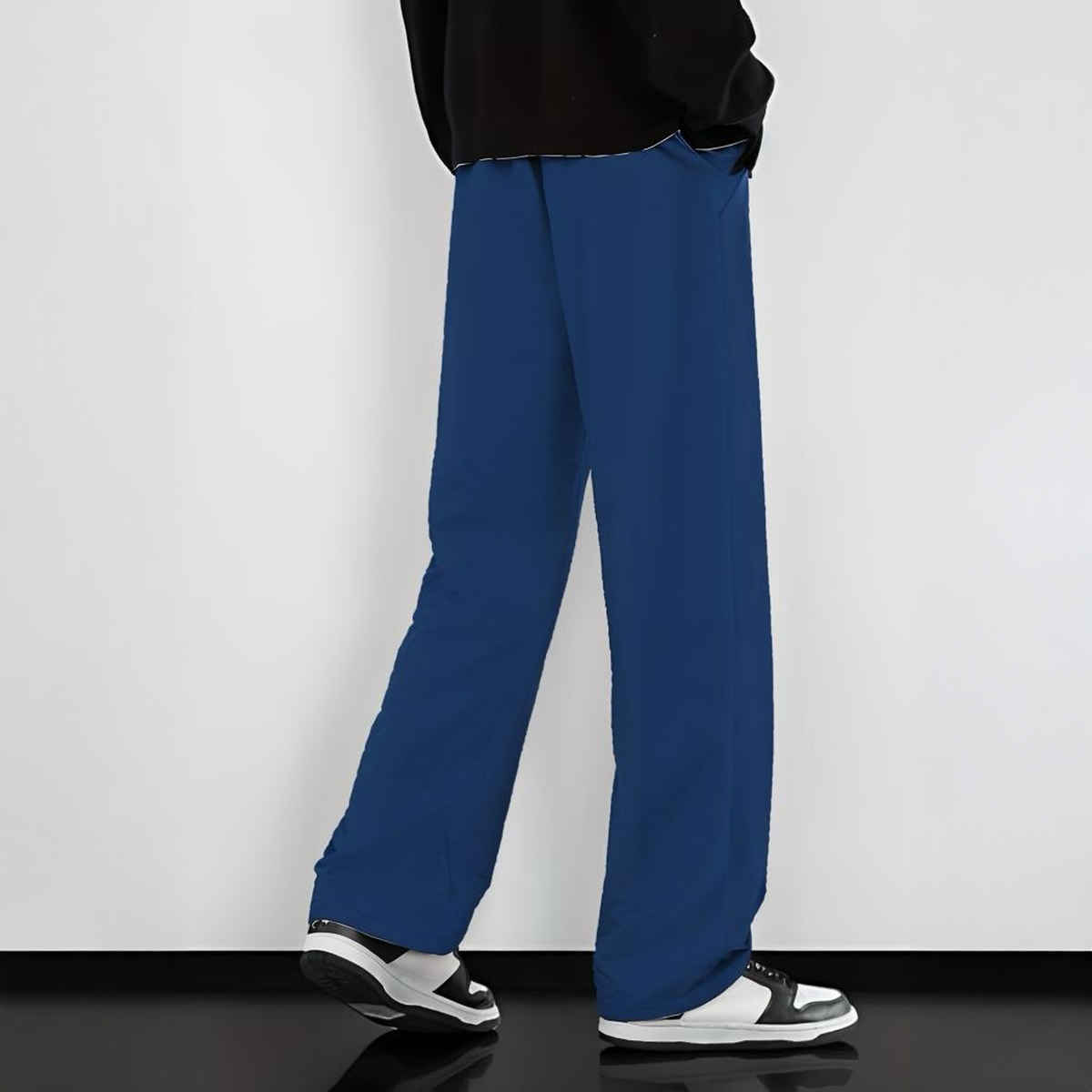 Springman Men's Solid Cotton Rich French Terry Baggy Track Pant | Blue - L