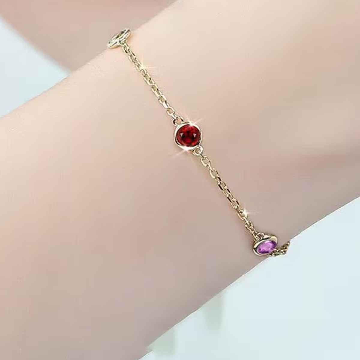 Just Lil Things Multicolor Penta Stone Gold Bracelets | Jltb0228