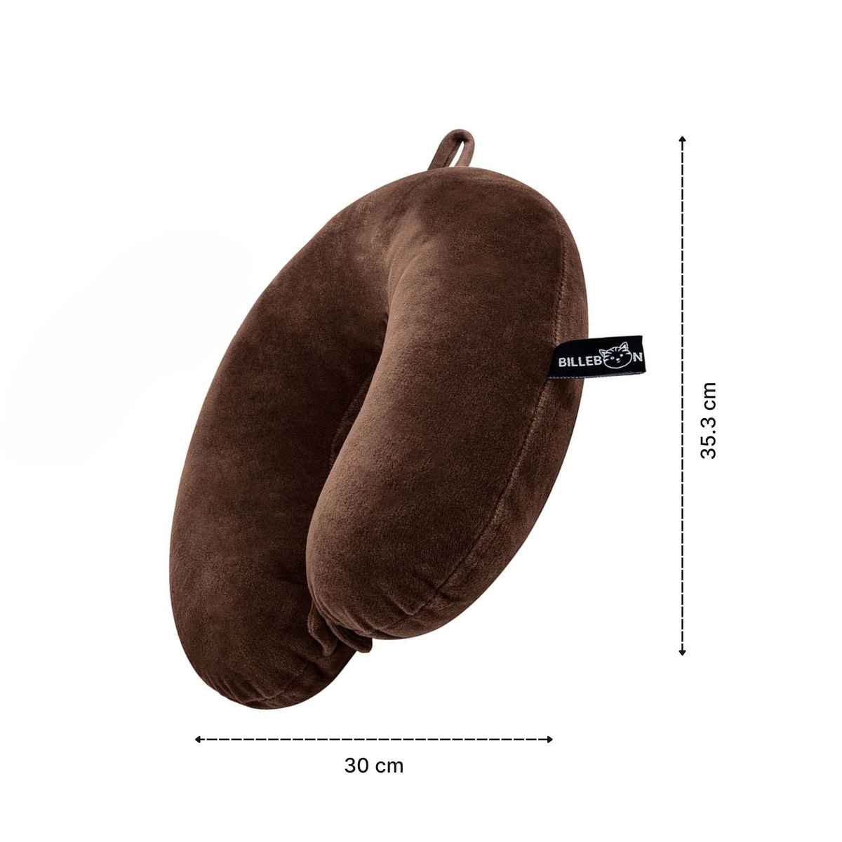 Billebon Unisex Fiber Neck Pillow with Eye Mask | Brown - Free Size
