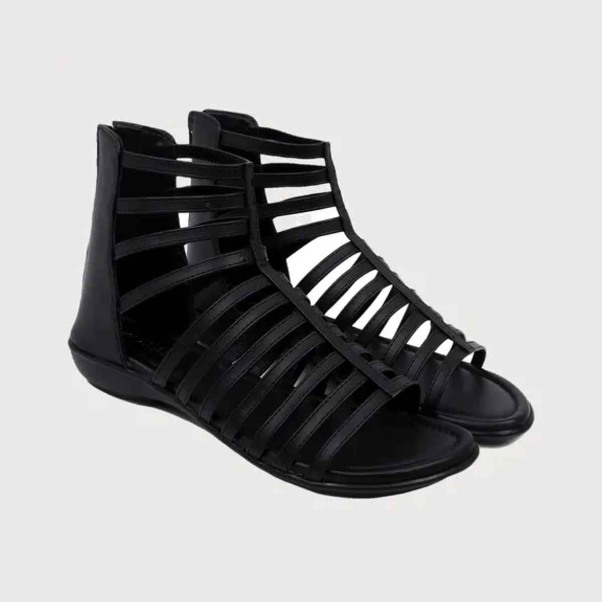 Trase Women Fashion Flat Gladiator Sandals - Black | 4 UK