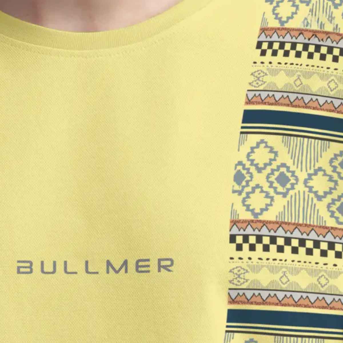 Bullmer Men's Oversized T-shirt Front and Back Printed, Colourblock Baggy | Trendy Yellow | XL