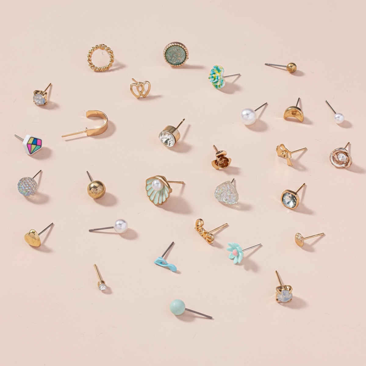 Shining Diva Fashion 30 Pairs Combo Set Stylish Crystal Pearl Earrings for Women and Girls 15283er