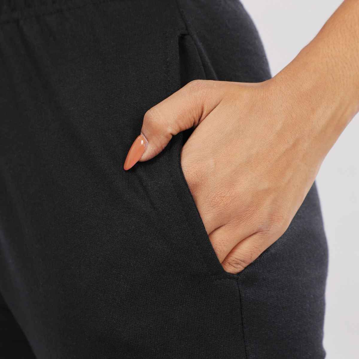 Springman Women's Solid Cotton Rich Baggy Track Pant | Black - M