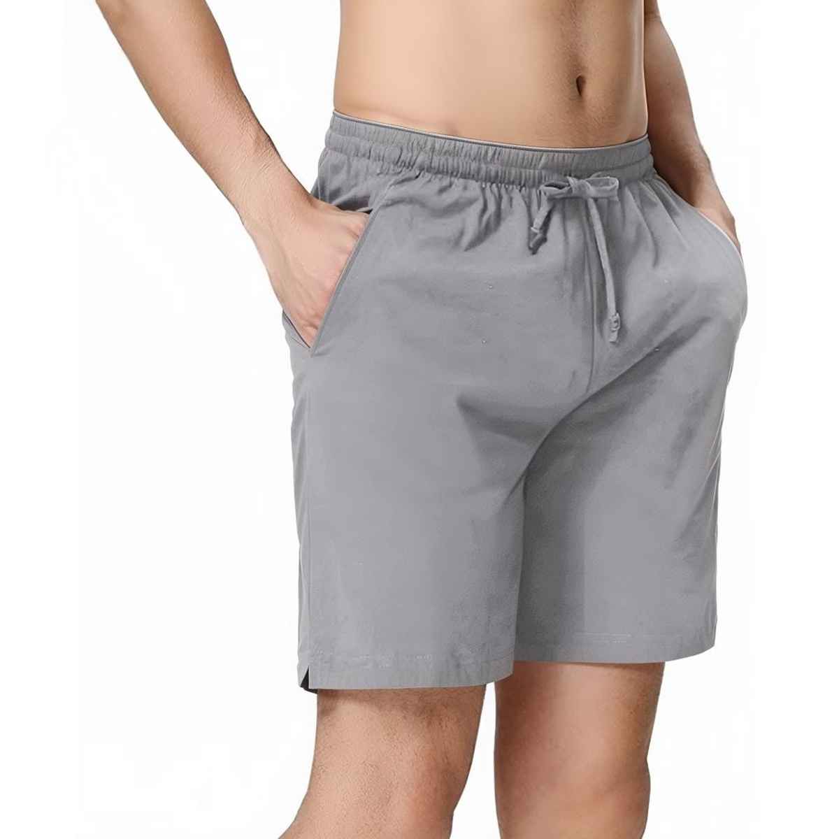 Springman Solid French Terry With Elastic & Drawstring Shorts For Men's | Grey | S