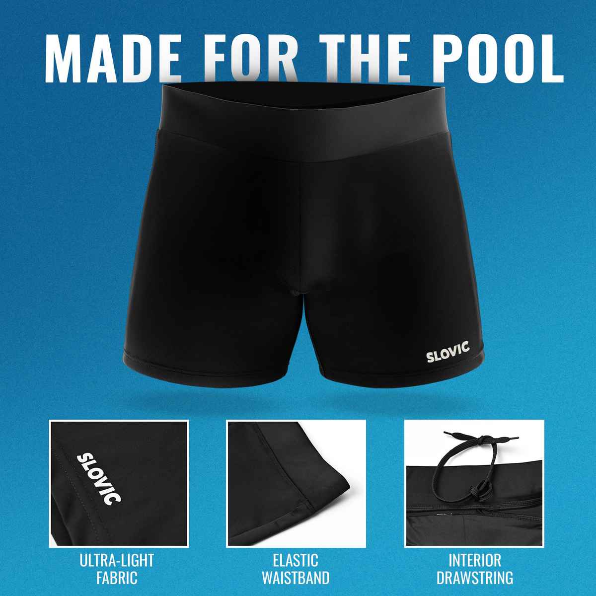 Slovic Men's Swimming Shorts with UPF30+ Sun Protection, Quickly Dries Stretchable Fabric| S