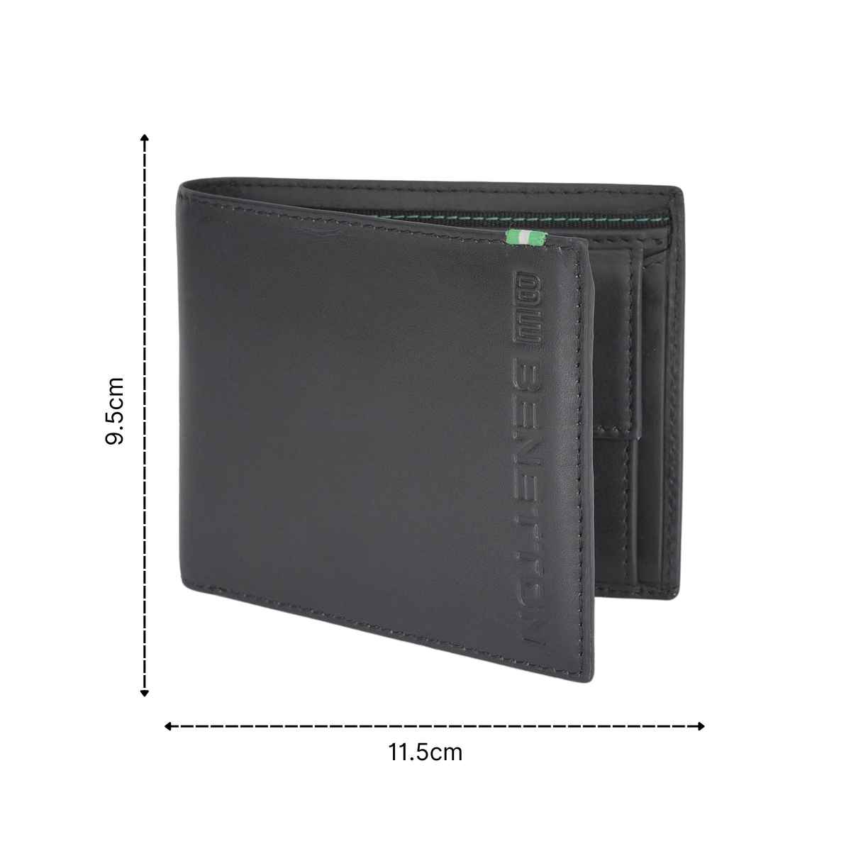 United Colors Of Benetton Men's Logo Genuine Leather Global Coin Wallet | Black - One Size