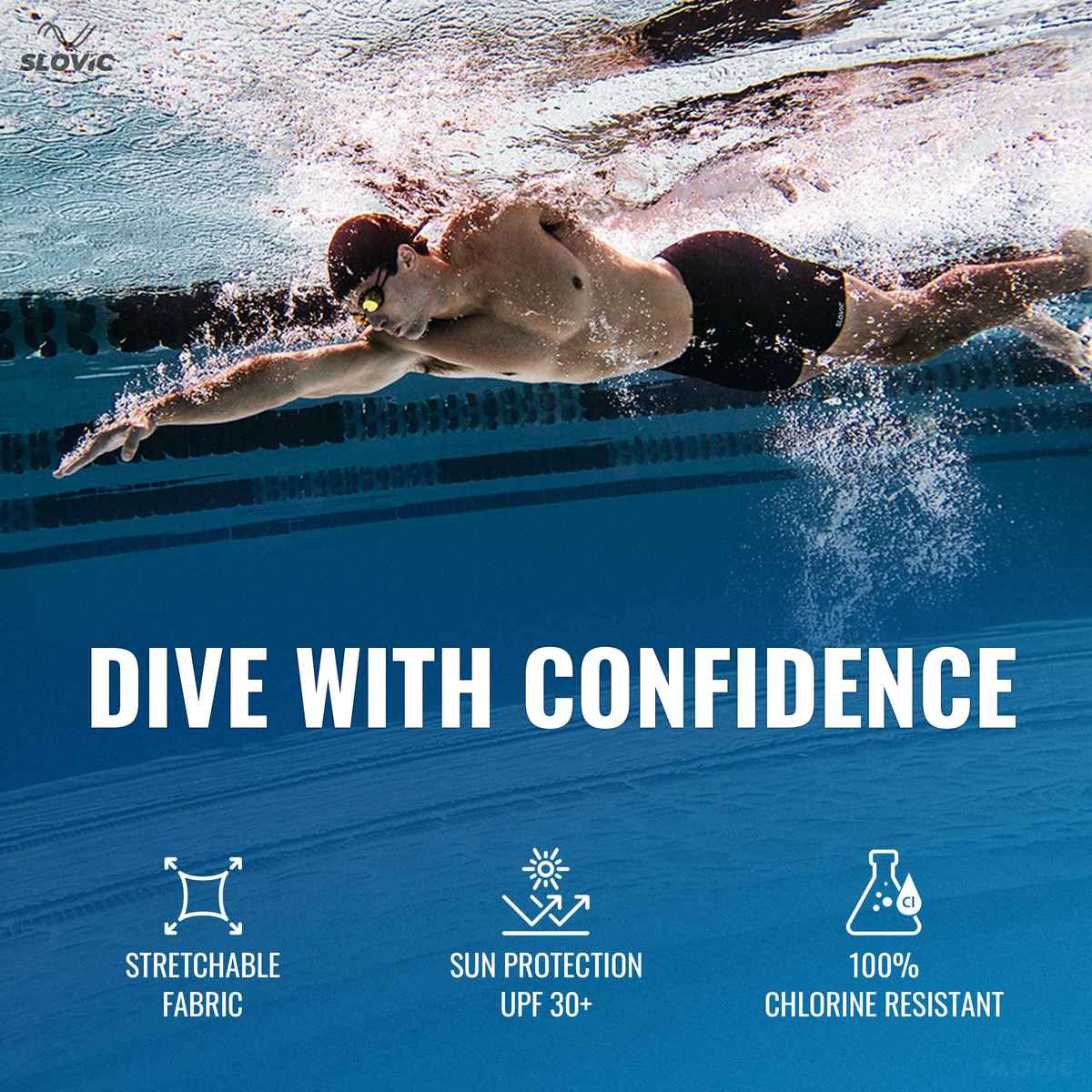 Slovic Men's Swimming Shorts with UPF30+ Sun Protection, Quickly Dries Stretchable Fabric| S