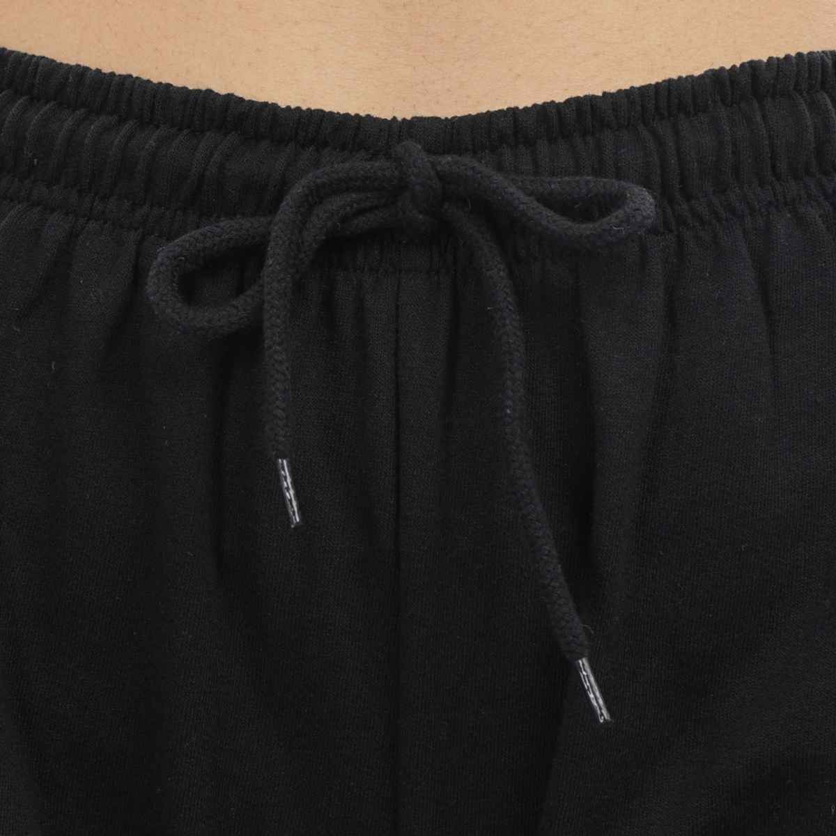 Springman Solid Black shorts With Elastic & Drawstring For Women | S