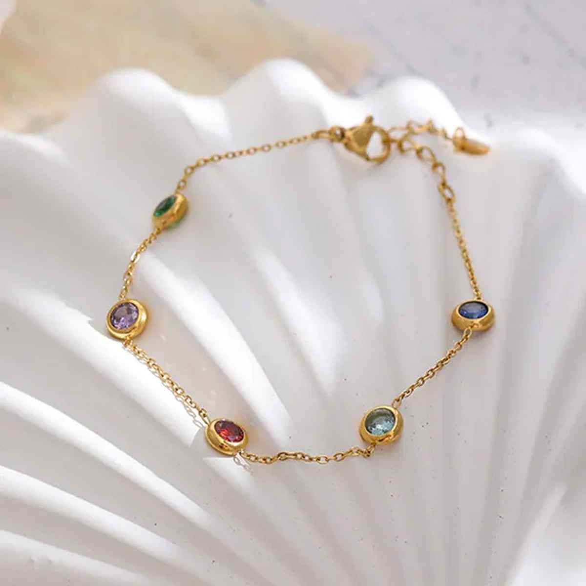 Just Lil Things Multicolor Penta Stone Gold Bracelets | Jltb0228