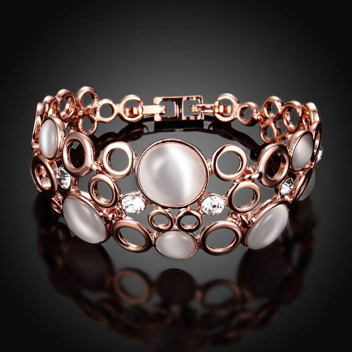 Shining Diva Fashion 18k Rose Gold Classic Femme Opal Stylish Bracelet for Girls and Women | 9574b