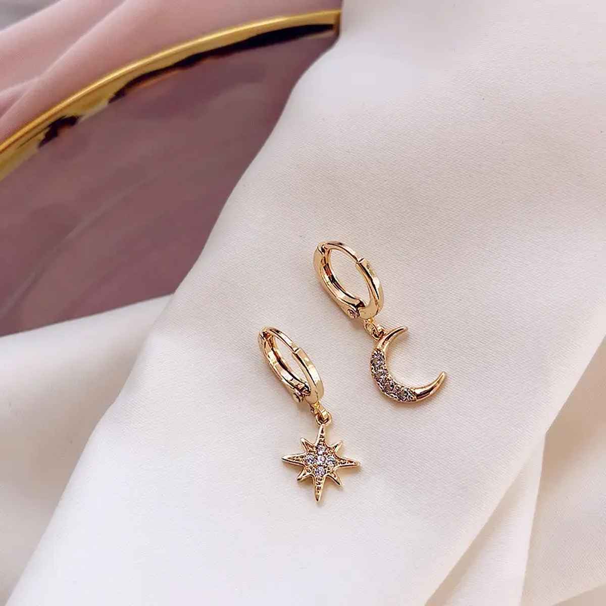 Just Lil Things Sun and Moon Gold Hoop Earrings | jltz0006
