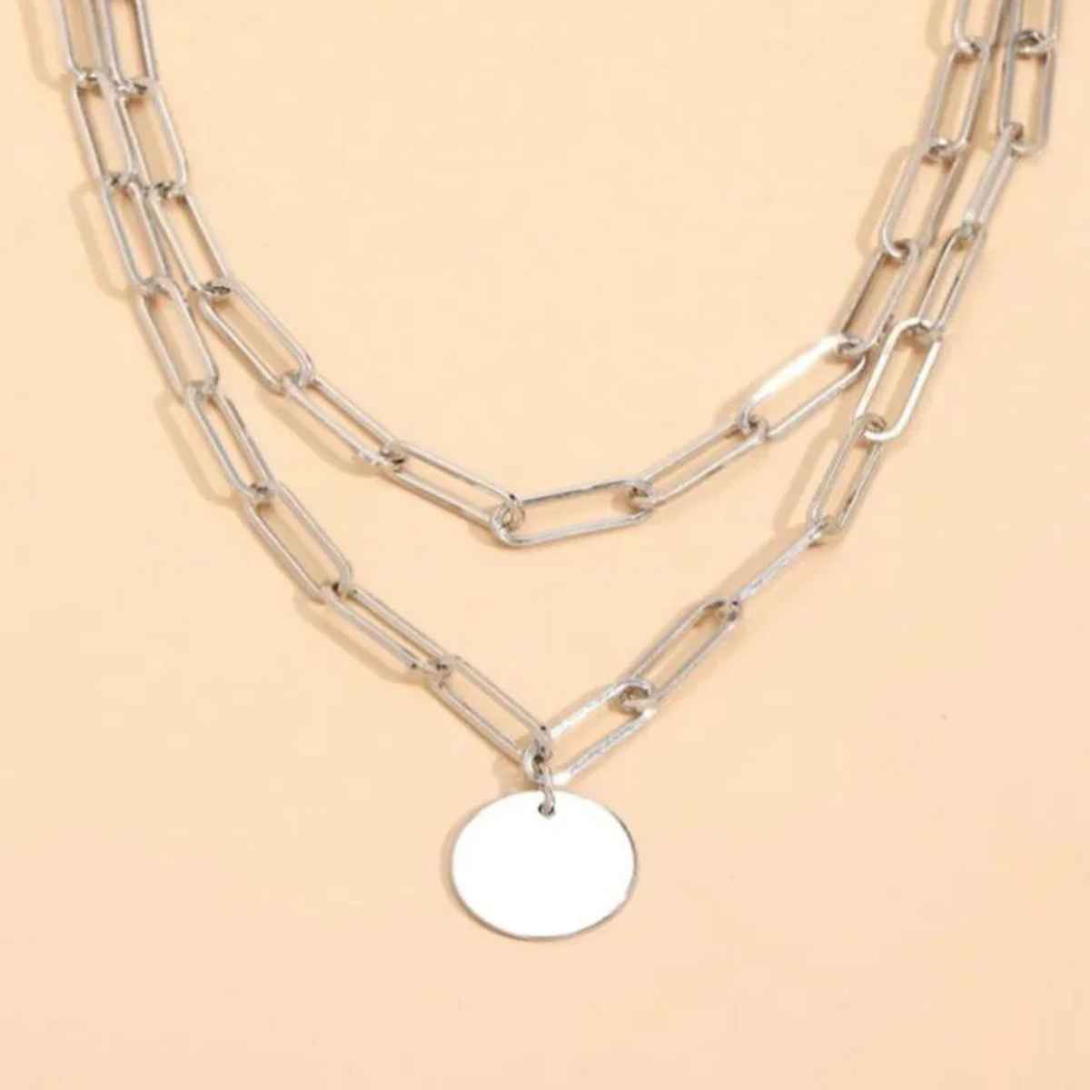 Just Lil Things Chain Link Silver Halo Pendant Silver Necklace | jltzn0013