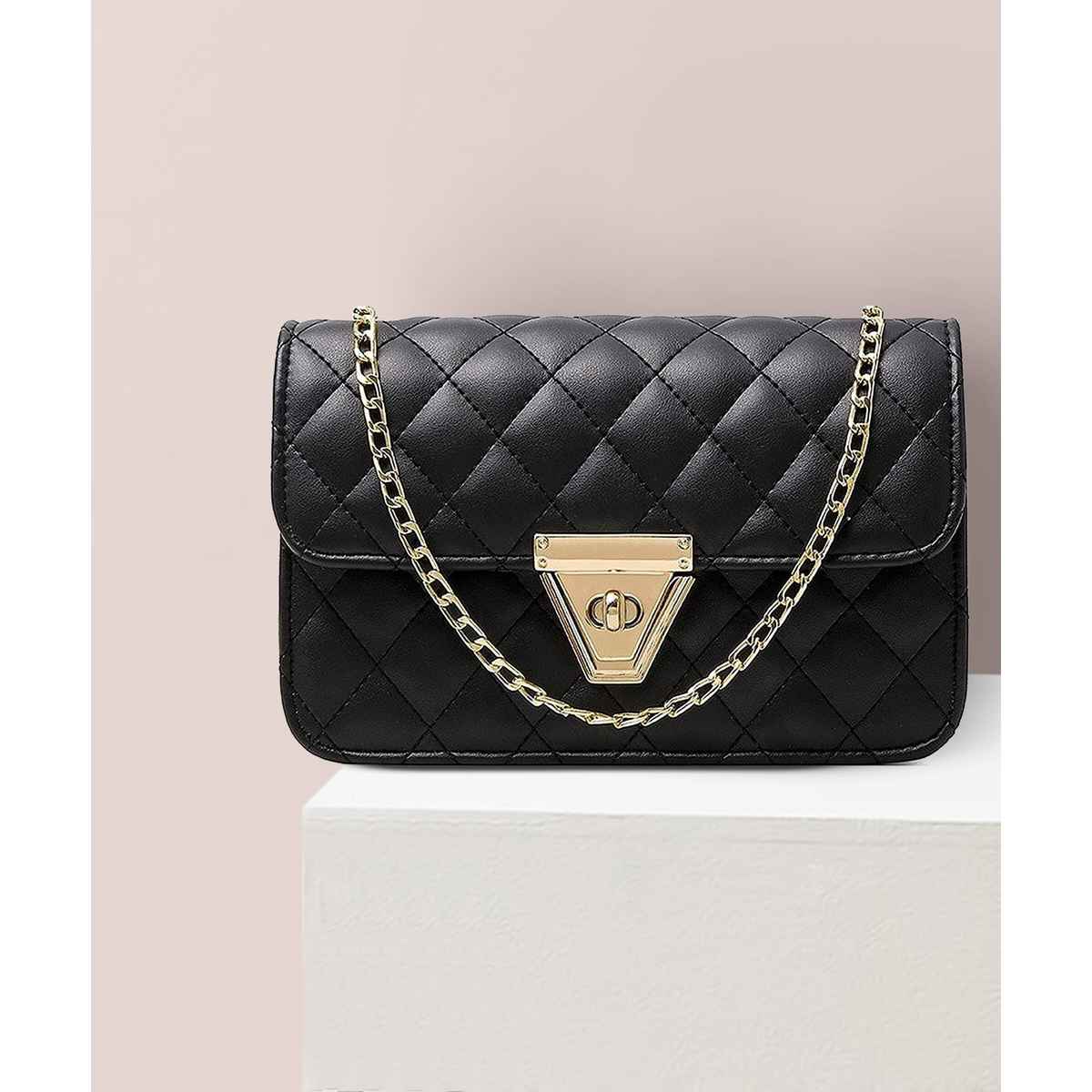Fargo Black Sling Bag Women's Leatherette Sling Bag | FGO-275
