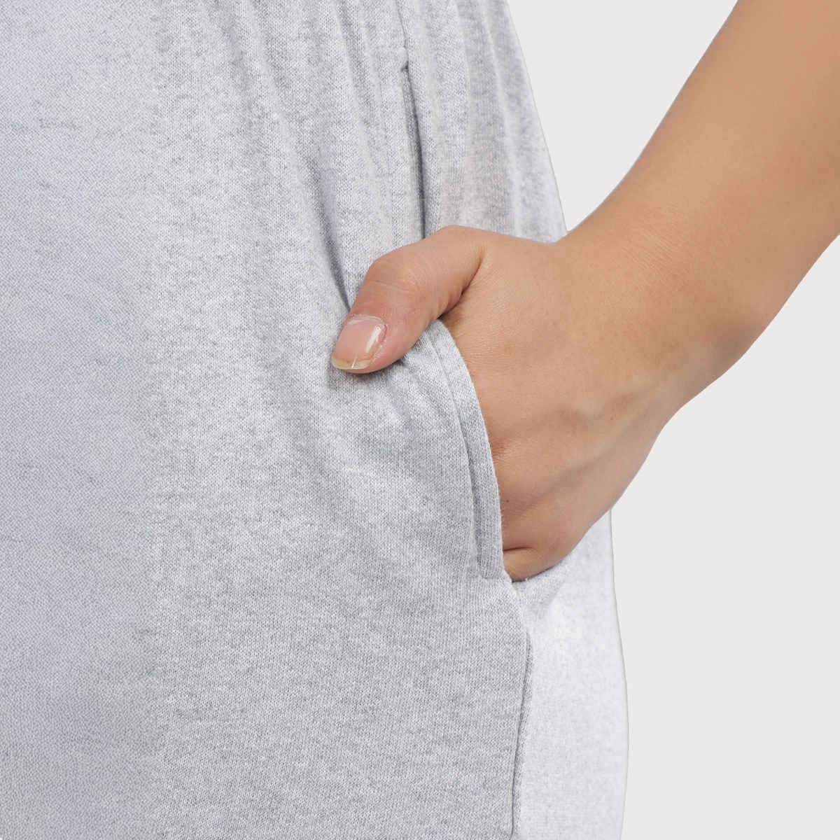 Springman Solid Grey Shorts With Elastic & Drawstring For Women | S