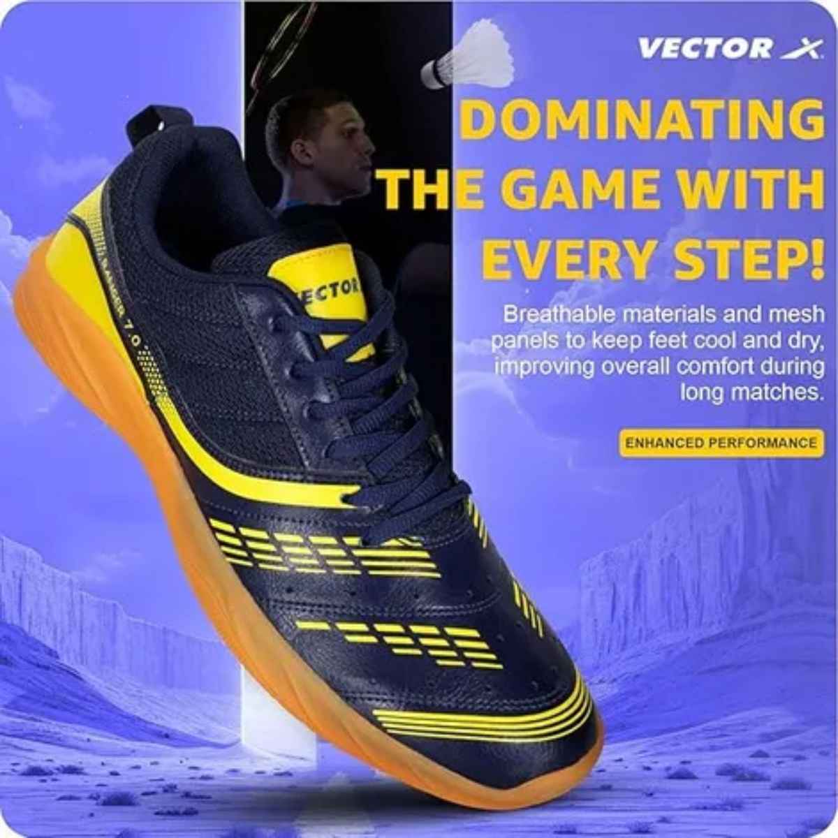 Vector X Ranger 7.0 Power Badminton Shoes for Men (Navy-Green, 7) | UK7