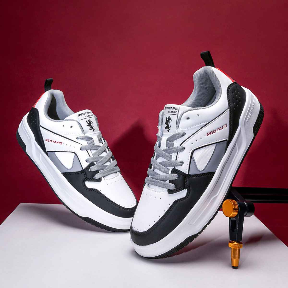 Red Tape Men's Sneakers | RSL0182M | White and Black - UK 6