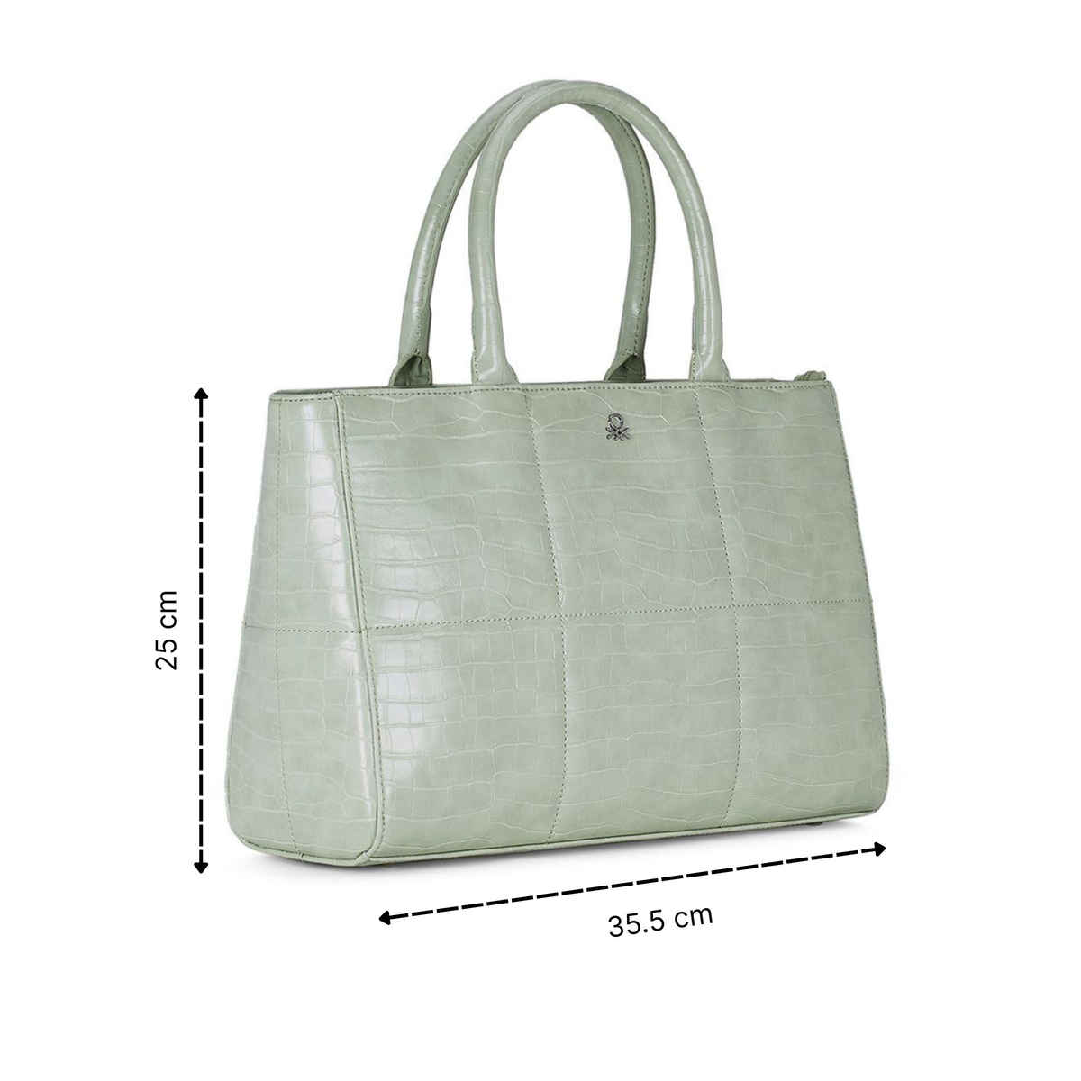 United Colors Of Benetton Women's Textured PU 11.5 L Long Handle Tote Bag | Pista Green - M