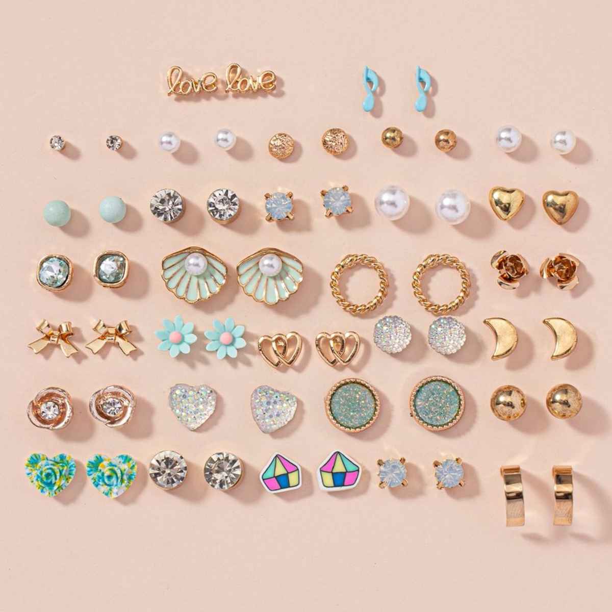 Shining Diva Fashion 30 Pairs Combo Set Stylish Crystal Pearl Earrings for Women and Girls 15283er