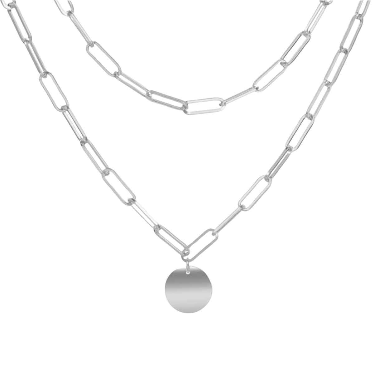 Just Lil Things Chain Link Silver Halo Pendant Silver Necklace | jltzn0013