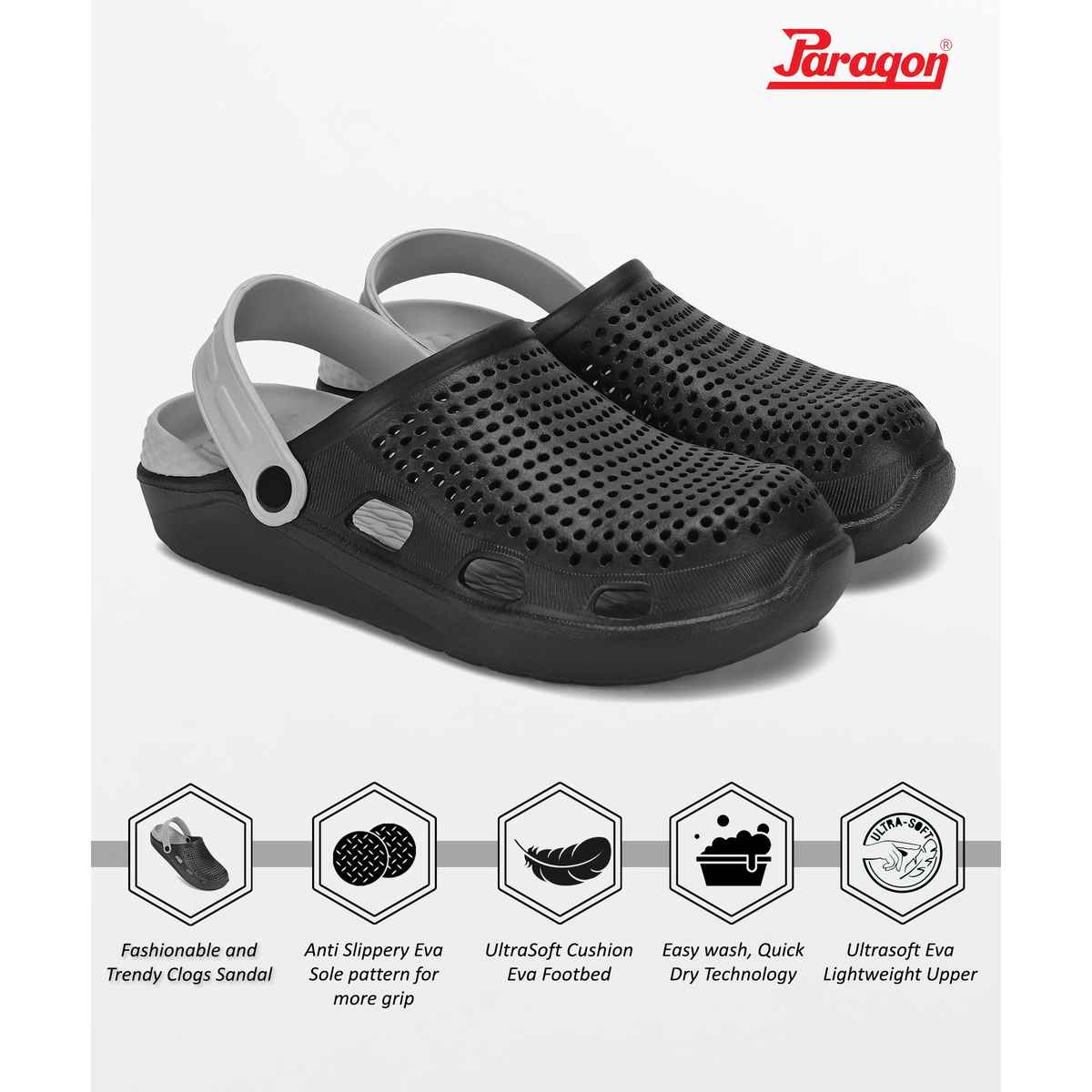 Paragon Men's Black Eva Clogs EVK10916G UK 6