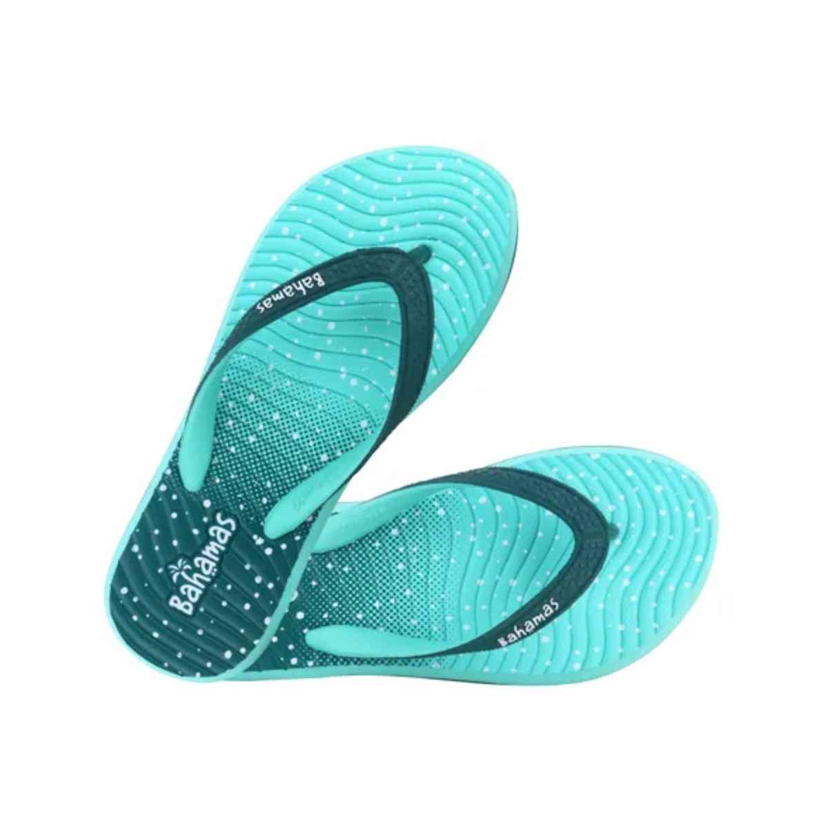 Bahamas Women's Slippers | BHL-228 | Forest Green & Mint - UK 4