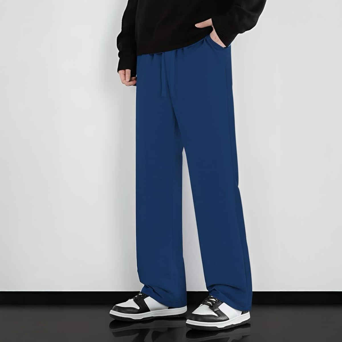 Springman Men's Solid Cotton Rich French Terry Baggy Track Pant | Blue - L