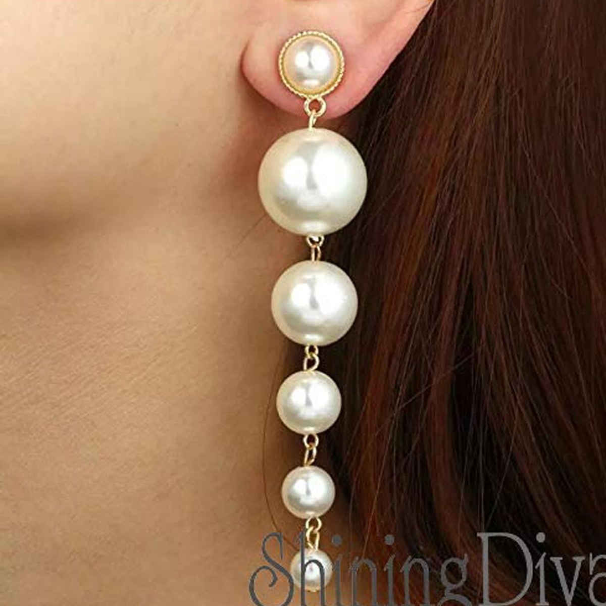 Shining Diva Fashion Stylish Long Gold Plated Drop Earrings for Women and Girls | 9900er