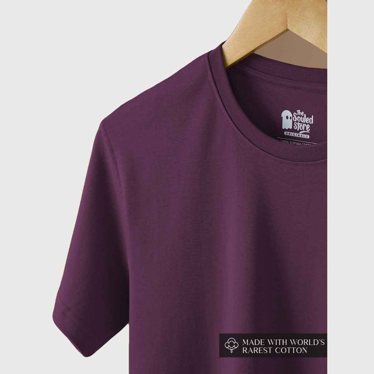 The Souled Store Men's Regular Supima | Deep Purple T Shirts | S