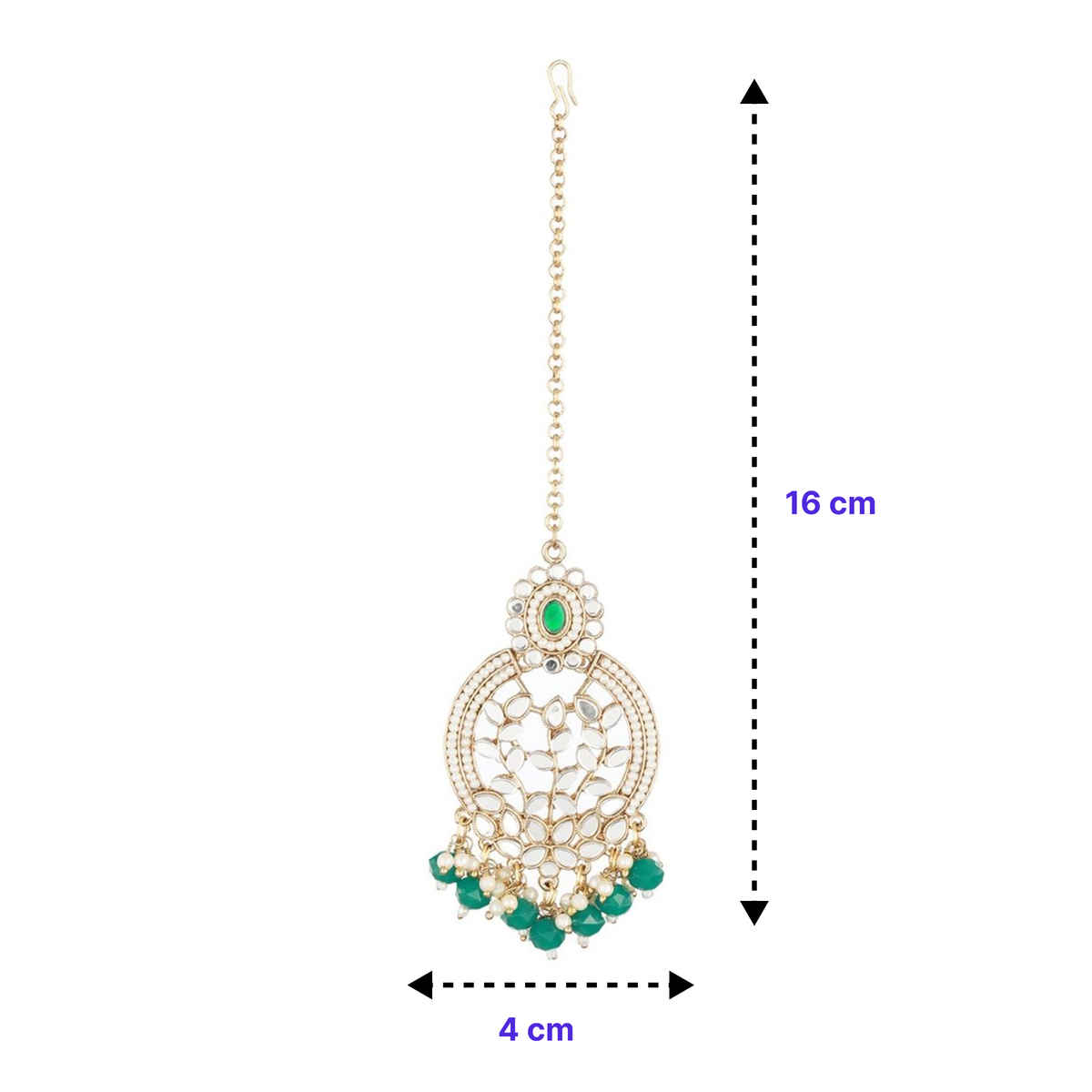 Aatmana Gold-Plated & Kundan-Studded Green Maangtikka
