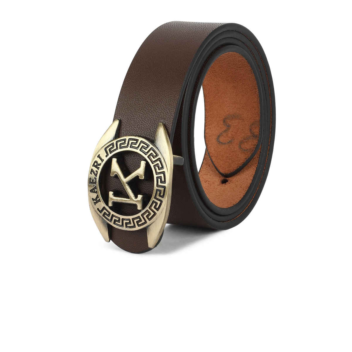 Kaezri Genuine Leather Brown Belt for Men With Imported Buckle | Kzbrddgb 36