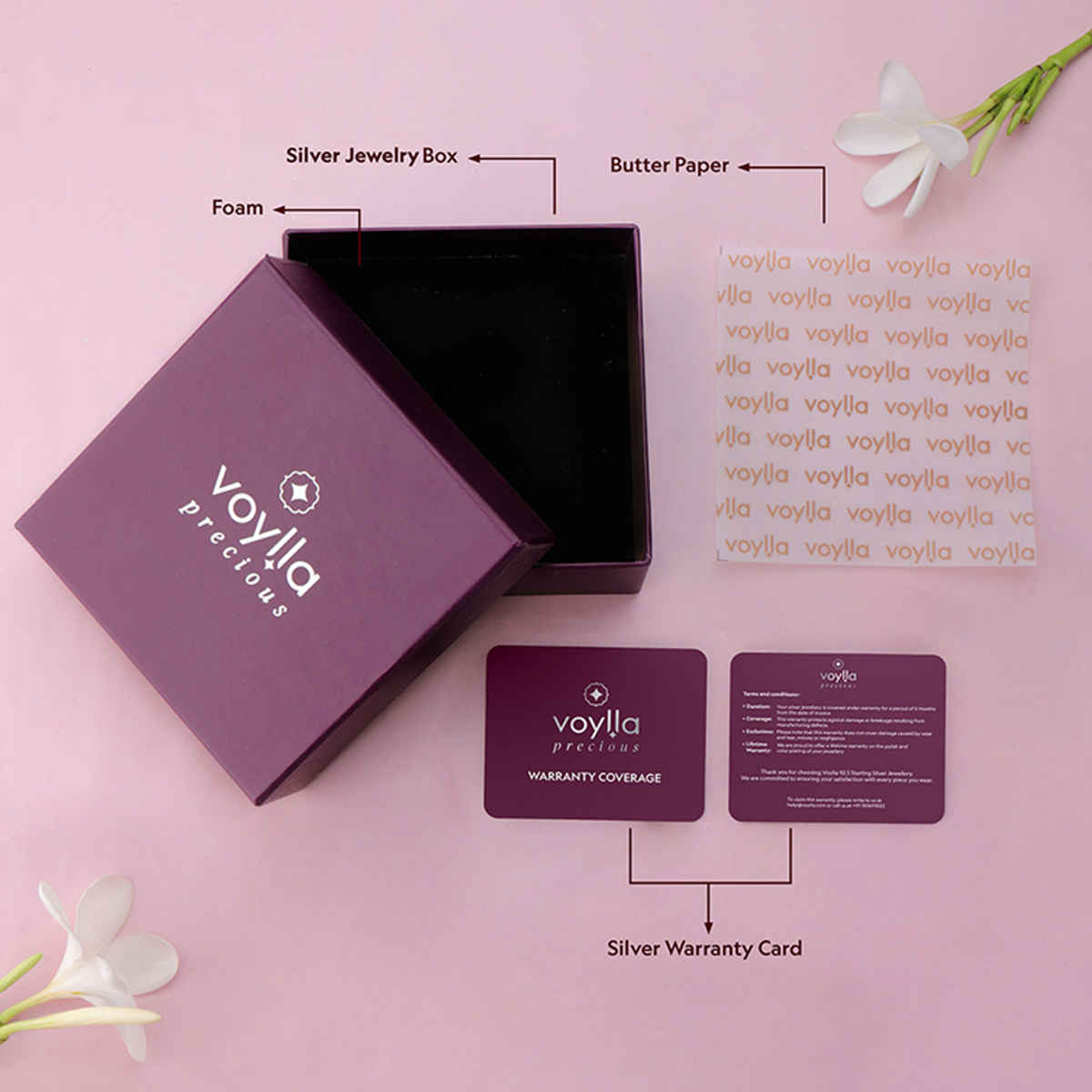 Voylla 925 Sterling Silver Cz Stone Embedded Stud Earrings