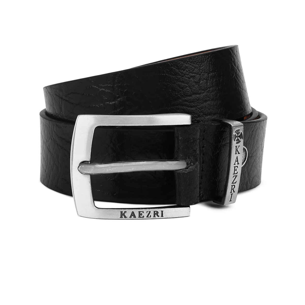 Kaezri Genuine Leather Black Textured Belt for Men | Katablcob - 34