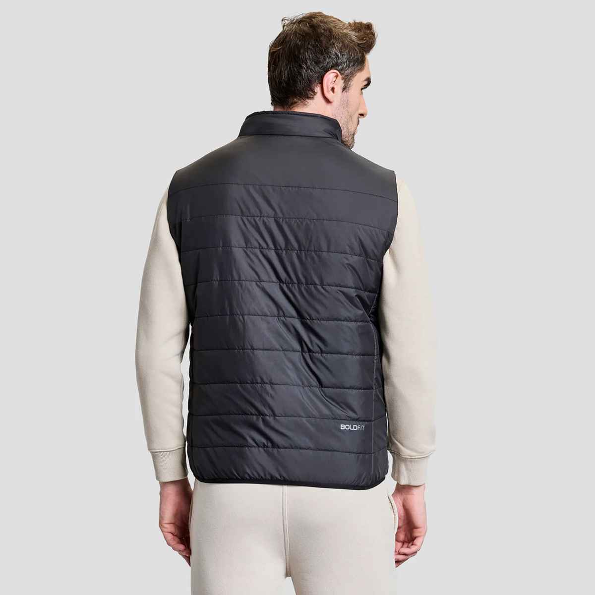 Boldfit Men's Puffer Jacket Sleeveless Winter Bomber Jerkin | Black - S