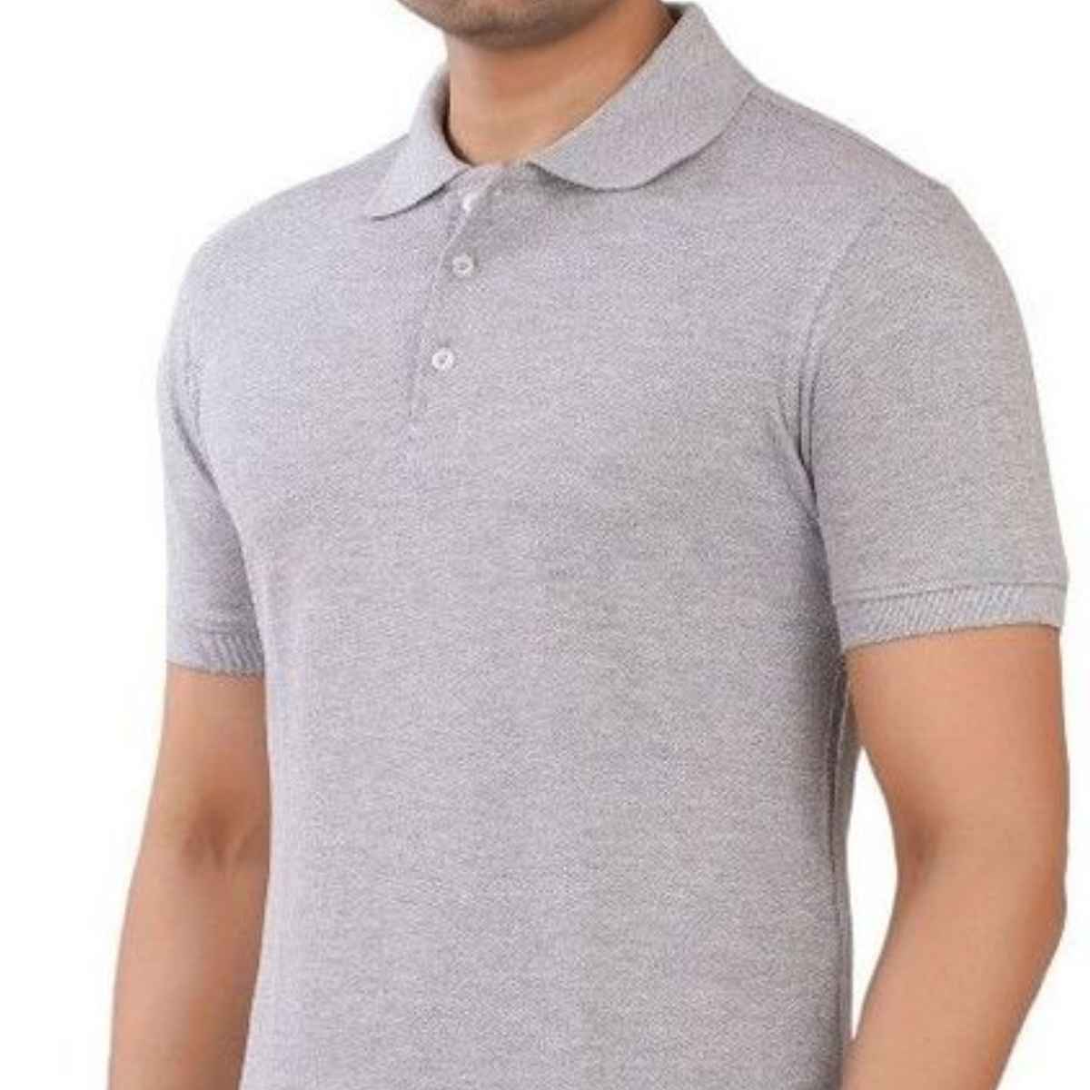 EQL Men's Cotton Solid Lightweight & Breathable Polo T-shirt | Grey - L