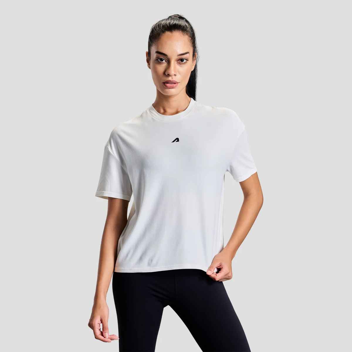 Boldfit Women's Cropped Training Tee Gym T-shirt | White - M