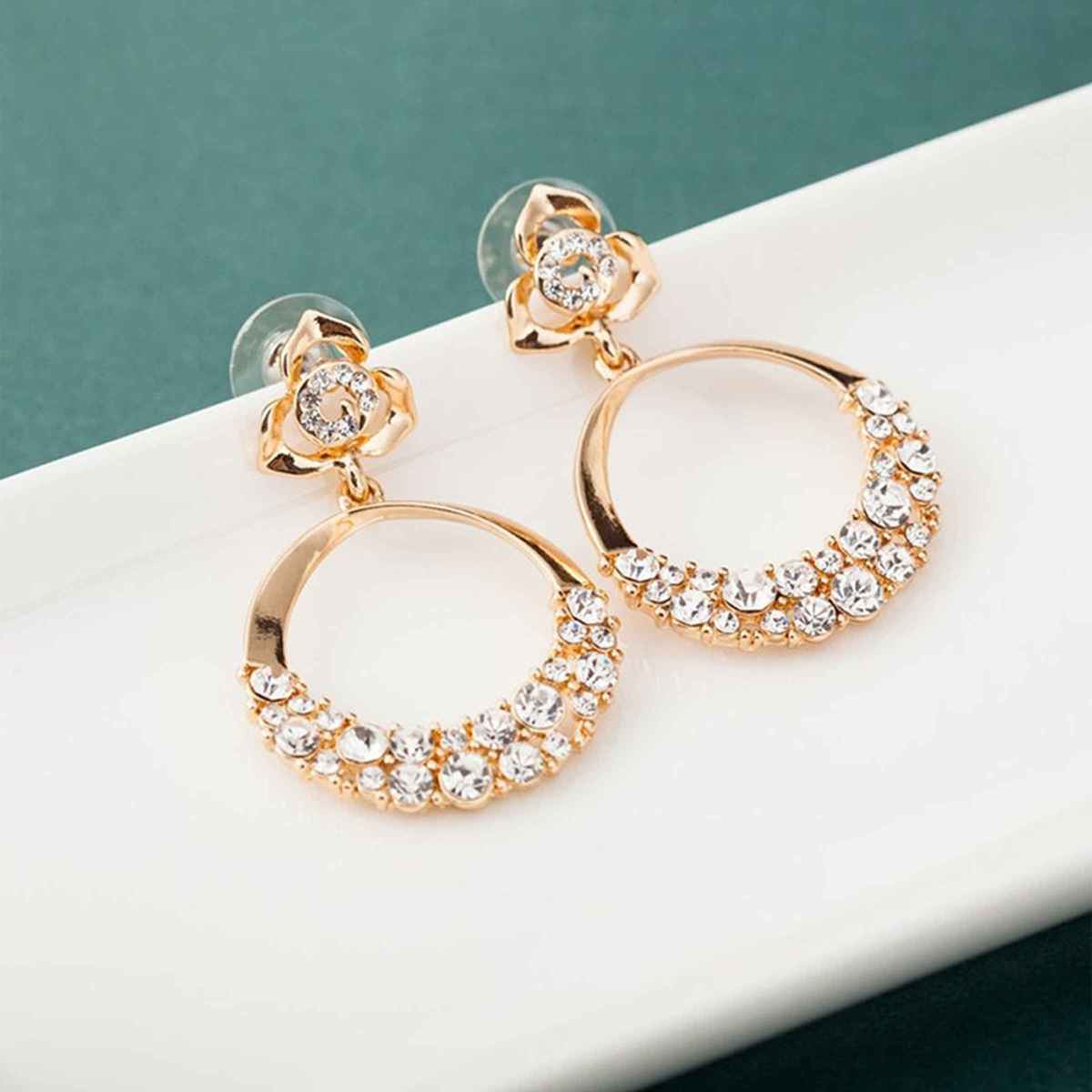 Shining Diva Fashion Stylish Fancy Golden Gold Plated Earrings for Women | 9567er
