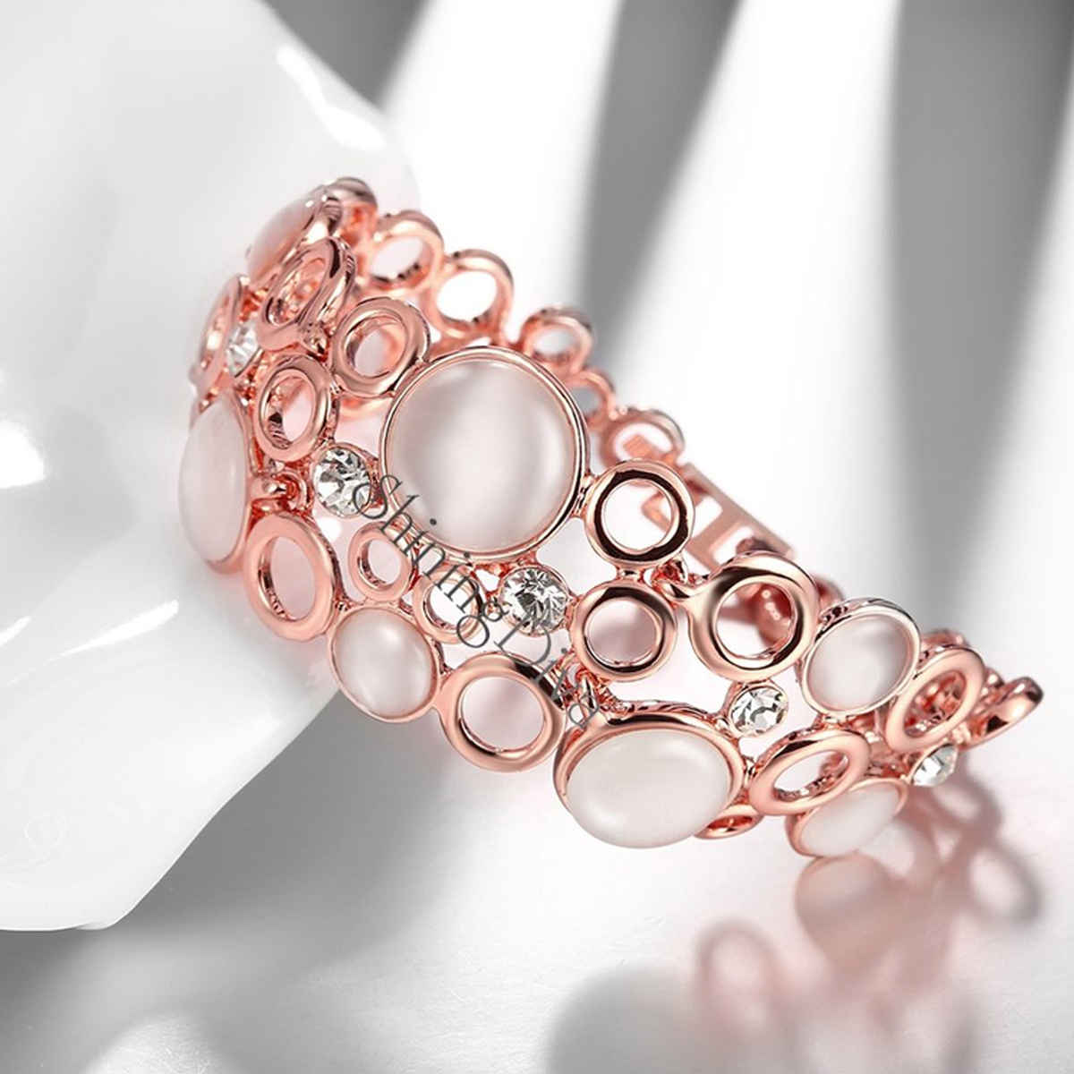 Shining Diva Fashion 18k Rose Gold Classic Femme Opal Stylish Bracelet for Girls and Women | 9574b