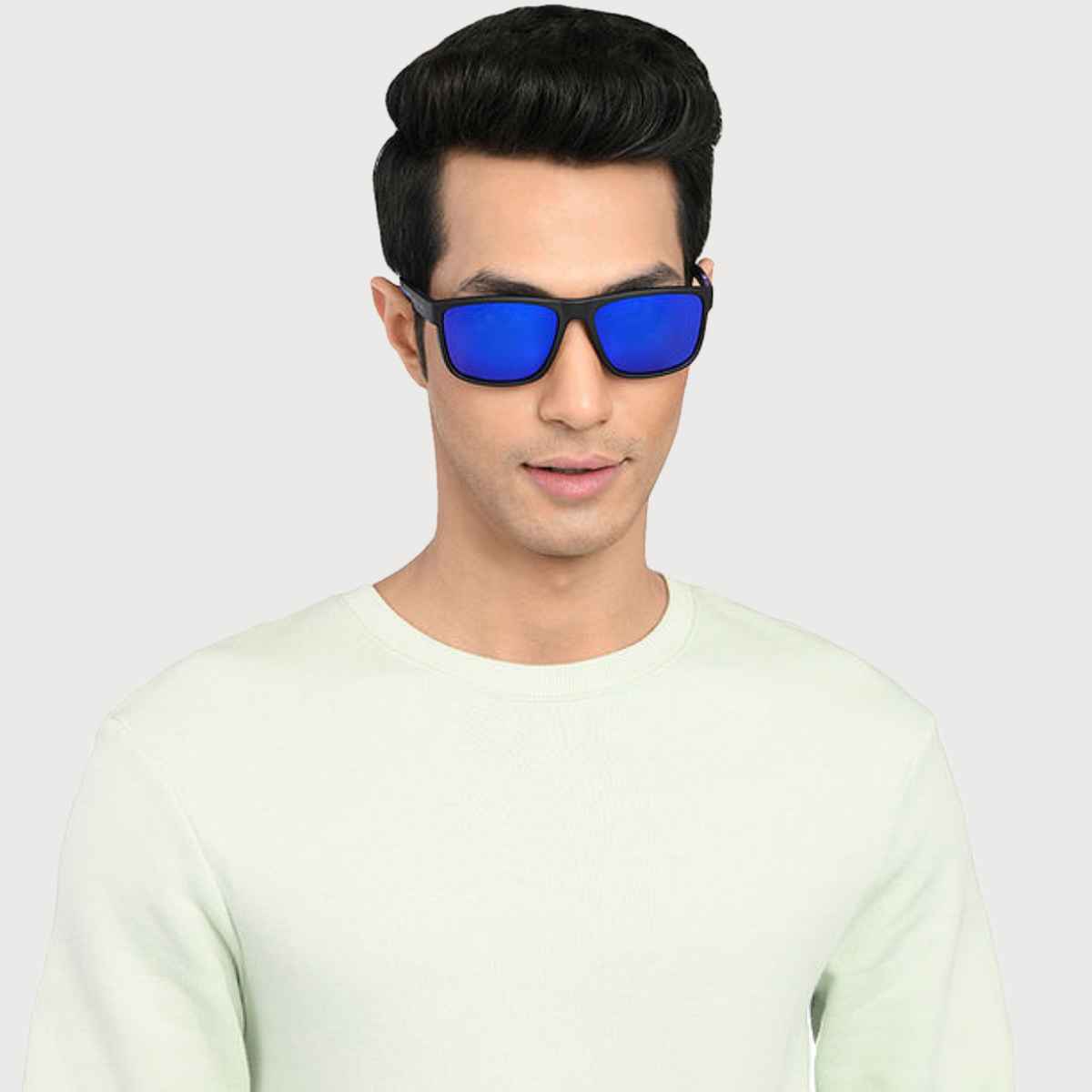 Vincent Chase By Lenskart Unisex Solid Metal Sunglasses | Blue and Black - L