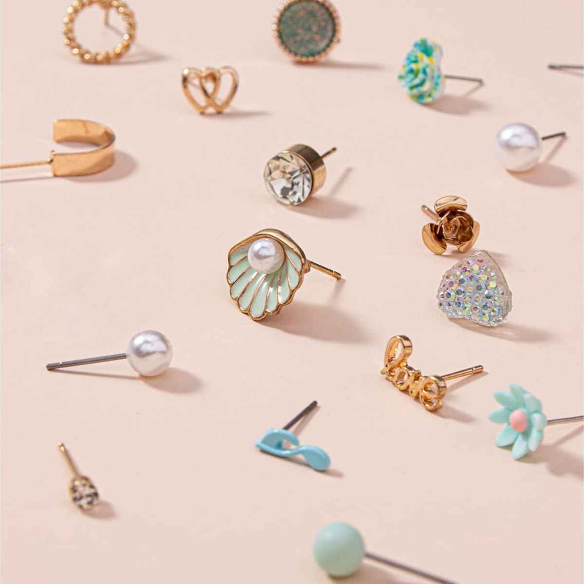 Shining Diva Fashion 30 Pairs Combo Set Stylish Crystal Pearl Earrings for Women and Girls 15283er