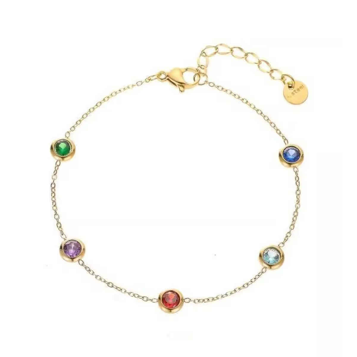 Just Lil Things Multicolor Penta Stone Gold Bracelets | Jltb0228
