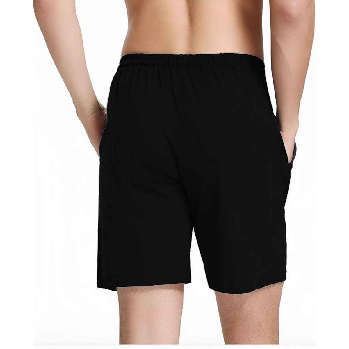Springman Solid French Terry With Elastic & Drawstring Shorts For Men's | Black | L